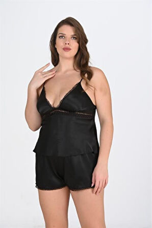 Primoda Büyük Beden Siyah Şort Takımı 1070