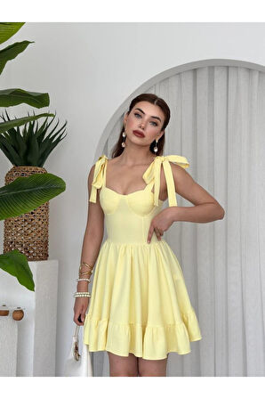 VERO OMUZ BAĞLAMALI ELBİSE