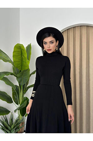 Dina Boğazlı Midi Elbise