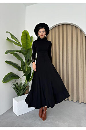 Dina Boğazlı Midi Elbise