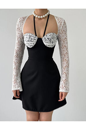 KOLVE GÖĞÜS LEZ DANTE LBEDEN ATLAS KUMAŞ GLOPLU ELBİSE