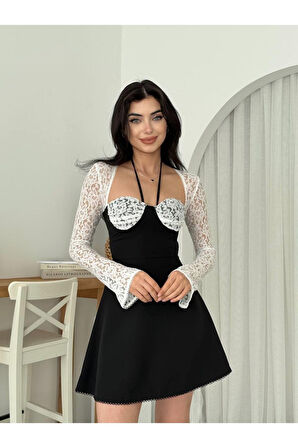 KOLVE GÖĞÜS LEZ DANTE LBEDEN ATLAS KUMAŞ GLOPLU ELBİSE