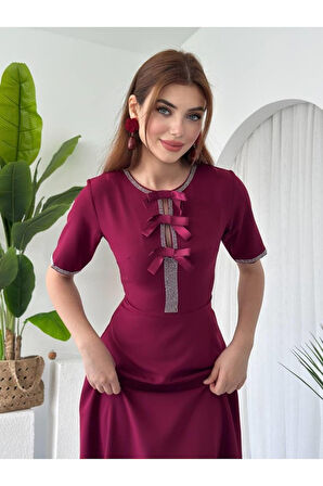 Wera Taşlı Fiyonk Detaylı Elbise