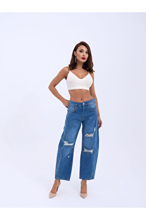 7086 KOT PANTOLON-MAVİ