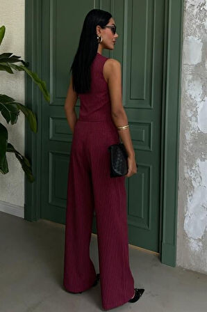 Yelek Ve Pantolon Çizgili Double Takım 10017