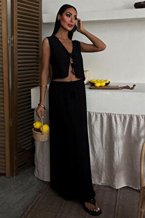 Yelek Önden Bağlamalı Uzun Etekli Takım 10192