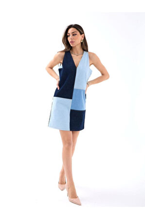 7385 KOT ELBİSE-MAVİ