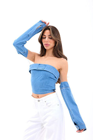 7358 KOT BLUZ-MAVİ