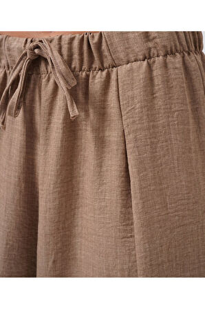 Düşük Bel Oversize Keten Pantolon