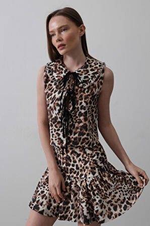 Fiyonk Detaylı Bluz - Leopar