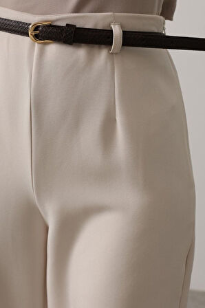 Kemer Pens Detaylı Pantolon - Bej
