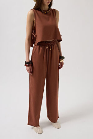 Yandan Bağlamalı Crop Bluz