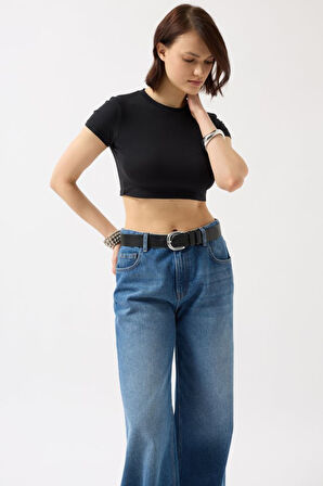 Likralı Basic Crop T-Shirt