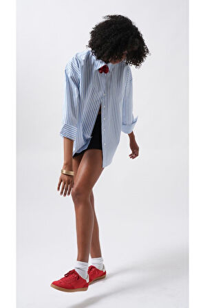 Çizgili Detay Oversize Gömlek