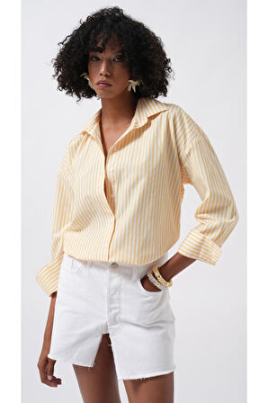 Çizgili Detay Oversize Gömlek