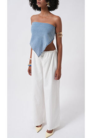 Bağlamalı Denim Crop