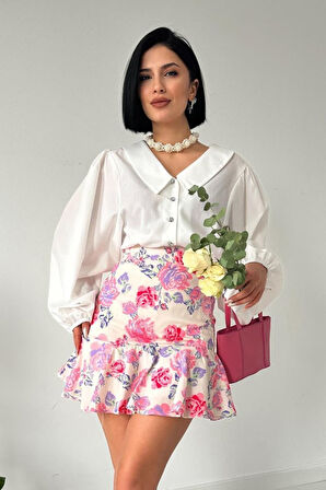 Desenli Çiçekli Etek