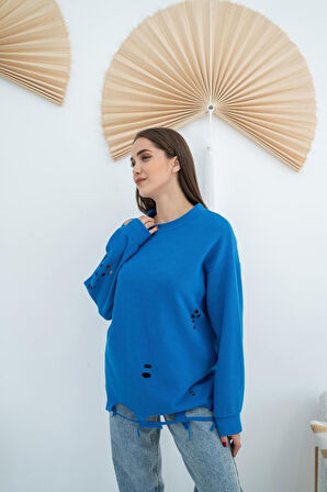 Mavi Lazer Kesim Bluz