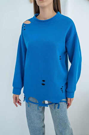 Mavi Lazer Kesim Bluz