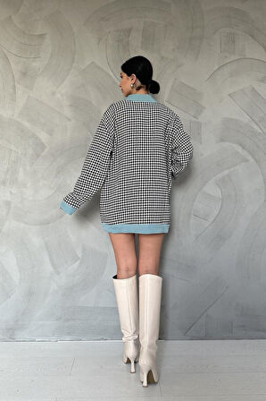 Siyah Atlas Garnili Kazayağı Hırka