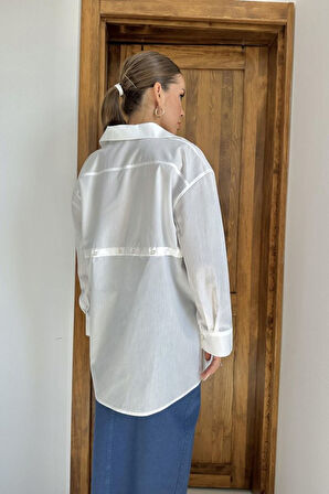 Beyaz Beli Ayrılabilen Poplin Gömlek