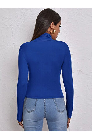Kadın Uzun Kollu Balıkçı Yaka Viskon Bluz