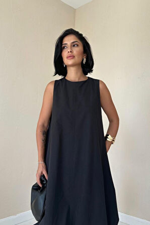 Siyah Comfort Balon Elbise