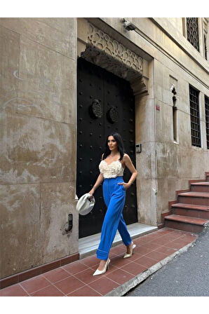 PAÇASI CIRTLI PANTOLON - Mavi