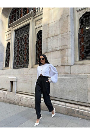 PAÇASI CIRTLI PANTOLON - Siyah