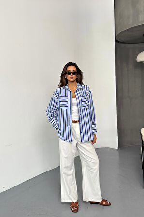 ÇİZGİLİ GÖMLEK - Lacivert