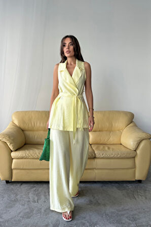 YELEK - PANTOLON TAKIM ÇİLEK KUMAŞ - Sarı