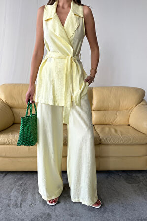 YELEK - PANTOLON TAKIM ÇİLEK KUMAŞ - Sarı