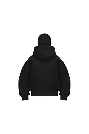 Samuray ZIP Fermuarlı Kapüşonlu SweatShirt- Siyah