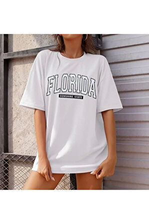 Bisiklet Yaka Baskılı T-shirt - Beyaz