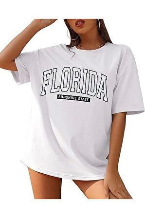 Bisiklet Yaka Baskılı T-shirt - Beyaz