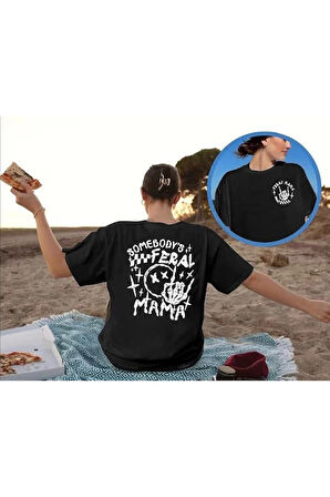 Bisiklet Yaka Baskılı T-shirt - Siyah
