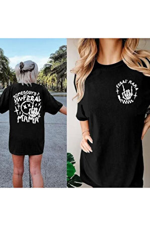 Bisiklet Yaka Baskılı T-shirt - Siyah