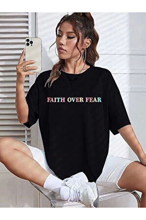 Bisiklet Yaka Baskılı T-shirt - Siyah