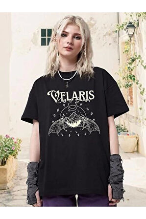 Bisiklet Yaka Baskılı T-shirt - Siyah