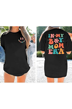 Bisiklet Yaka Kısa Kol Baskılı T-shirt - Siyah