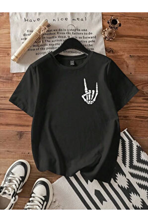 Baskılı T-shirt - Siyah