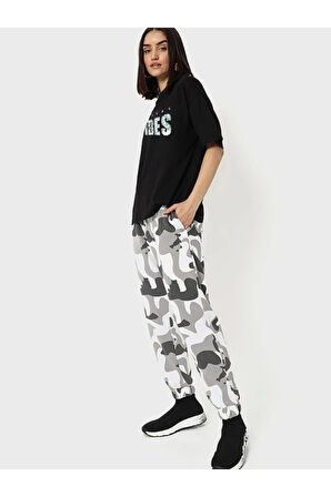 Baskılı Oversize T-shirt - Siyah