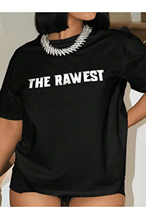 Baskılı Oversize T-shirt - Siyah