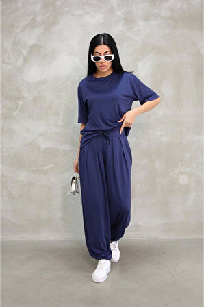 Osy Modal Yumuşak Dokulu Kumaş  Oversize Bisiklet Yaka T-shirt Jogger Eşofman Altı  Eşofman Takımı 