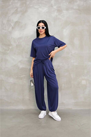 Osy Modal Yumuşak Dokulu Kumaş  Oversize Bisiklet Yaka T-shirt Jogger Eşofman Altı  Eşofman Takımı 