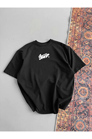 Baskılı Oversize T-shirt - Siyah
