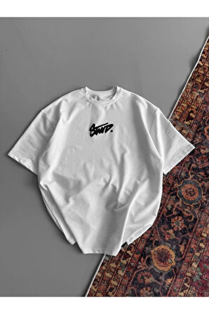 Baskılı Oversize T-shirt - Beyaz
