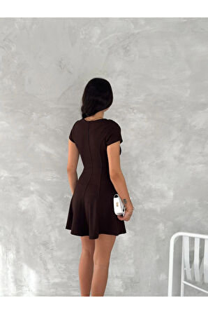 Kısa Kollu Mini Elbise - Füme