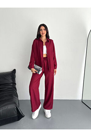 Gömlek Pantolon Ikili Takım - Bordo