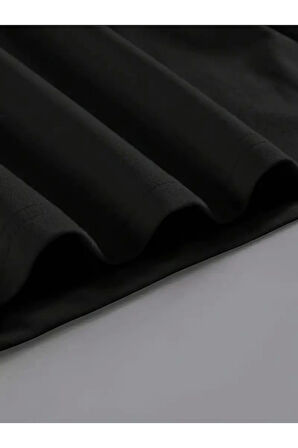 Baskılı Oversize Bisiklet Yaka T-shirt - Siyah